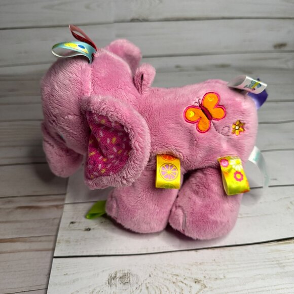 Taggies Pink Elephant Ribbon Tags Rattle Plush Stuffed Animal - Picture 6 of 9